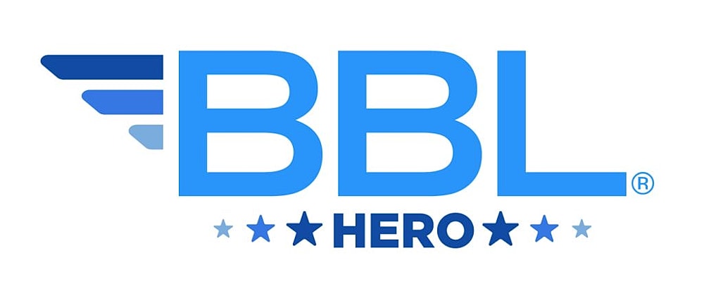 BBL Hero logo with stars and wings design.